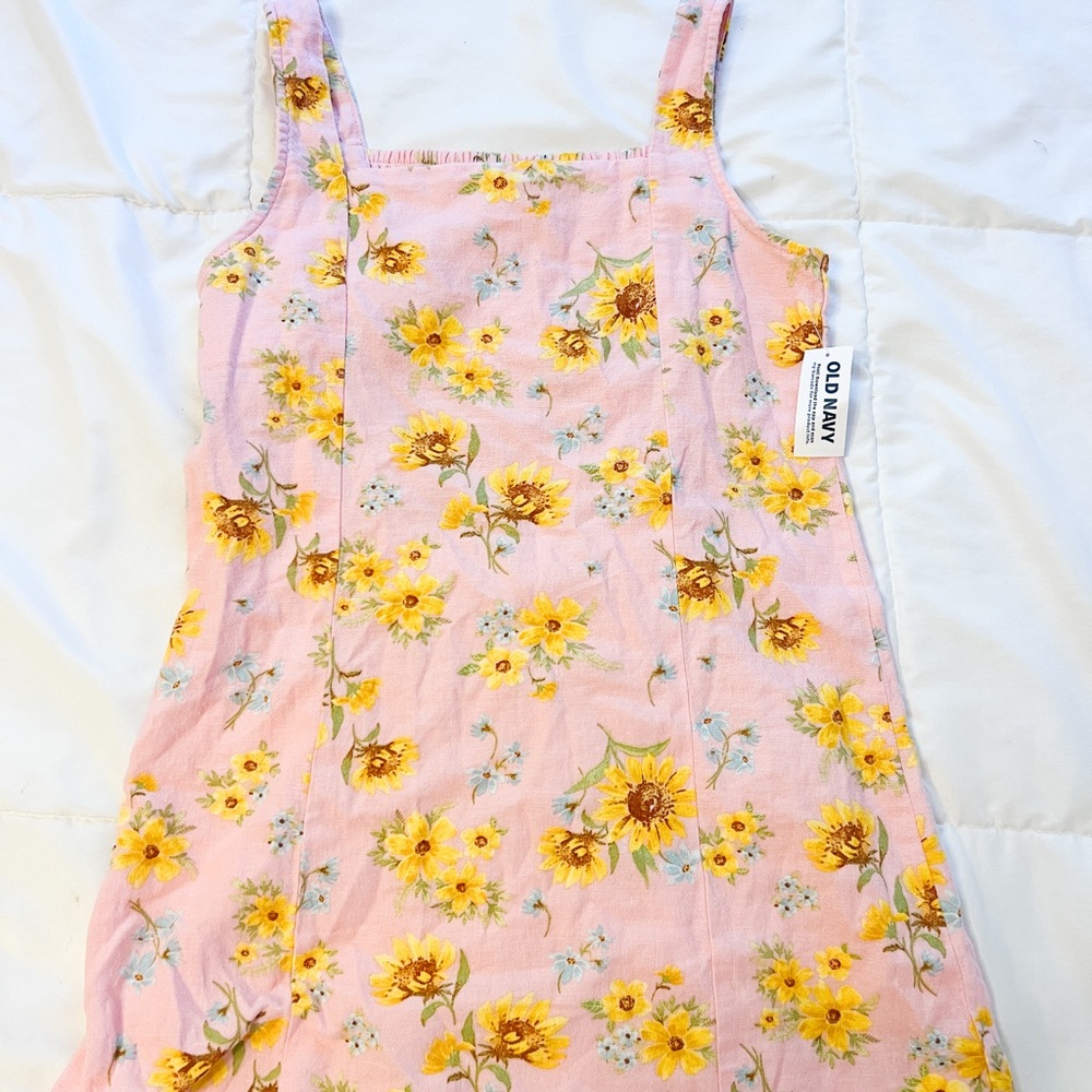 Old Navy Kids Dress in Pink with Yellow Floral Pattern